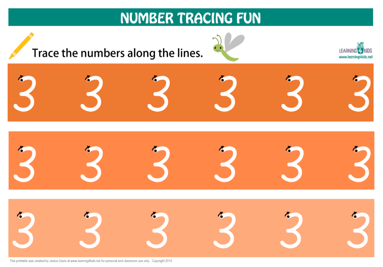 Printable Number Tracing Mat Number 3