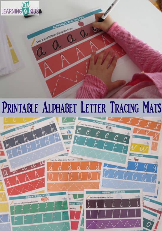 Printable Alphabet Letter Tracing Mats Learning 4 Kids