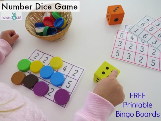 subitising printable dice game learning 4 kids