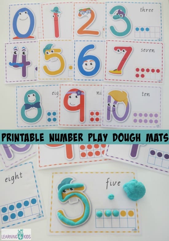 Printable Number Play Dough Mats Learning 4 Kids