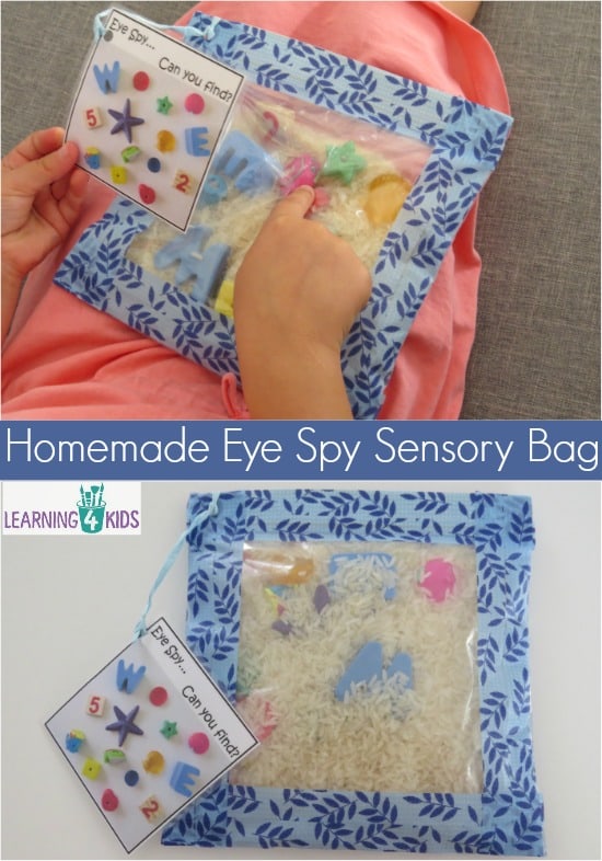 Homemade Eye Spy Sensory Bag Keeping Kids Occupied In The Car Learning 4 Kids