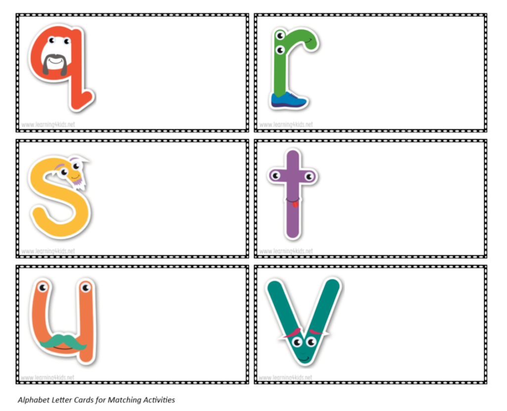 alphabet picture and letter cards for matching activities learning 4 kids