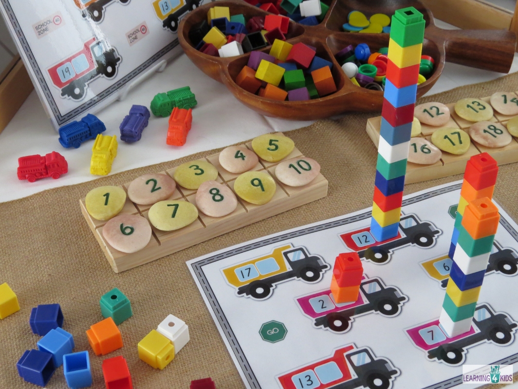 truck theme counting numbers 1 20 mats learning 4 kids
